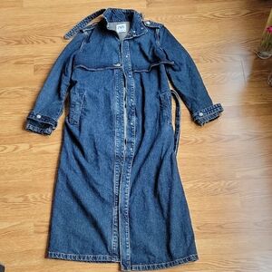 Zara Dark Blue Denim Trench Coat